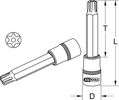 Produktbild von KS Tools 1/2 Bit-Stecknuss RIBE mit Stirnlochbohrung, lang, M13