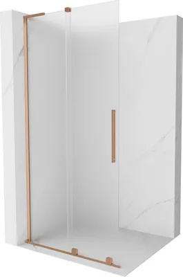 Zdjęcie produktu dla Mexen Velar L ścianka prysznicowa rozsuwana Walk-in 120 x 200 cm, szron 8 mm, miedź szczotkowana - 871-120-003-33-65
