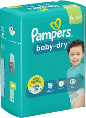 Zdjęcie produktu dla Pampers® 8006540715567 Windeln baby-dry™ Größe Gr.6 (13-18 kg) für Kids und Teens (4-12 Jahre), 20 St.