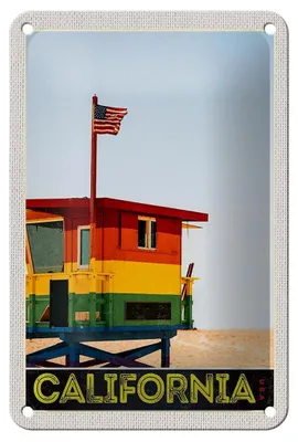 Produktbild von Blechschild Reise 12x18cm California Amerika Küste Strand Meer Schild