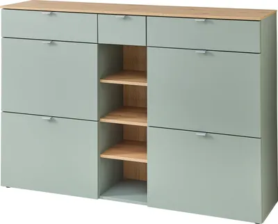 Image de Schuhschrank >Bari< in Schilfgrün matt, MDF, Spannplatte - 148x103x38cm (BxHxT)