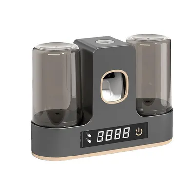 Produktbild von Zahnbürstenhalter mit Trocknungsfunktion,Desinfektionshalter mit LED-Timer,Wandhalter für elektrische Zahnbürsten,inkl.Zahnpastaspender,doppelt becher
