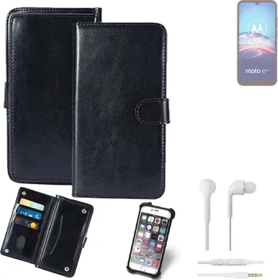 Produktbild von K-S-Trade 360° Hülle kompatibel mit Motorola E6s inkl. Headphones schwarz Kunstleder Case BookCase WalletCase Kunstlederederhülle Handyhülle,