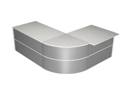 Produktbild von Kerkmann Messe-Theke Niedrig-Theke PADUA über Eck weiß-silber 232x183x74cm ohne Kabelkanal-ohne Rollcontainer