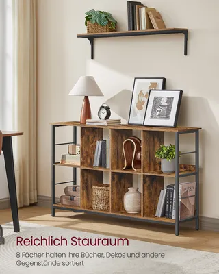 Produktbild von VASAGLE Regal mit 2 Ebenen, Bücherregal, Standregal mit 8 Fächern, für Wohnzimmer, Schlafzimmer, Arbeitszimmer