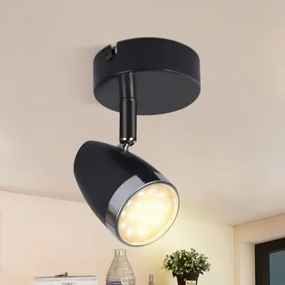 Immagine prodotto di ZMH Faretto da soffitto a LED 1 fiamma moderno 4W nero orientabile 350° plafoniera bianco caldo 3000 K per cucina soggiorno sala da pranzo corridoio