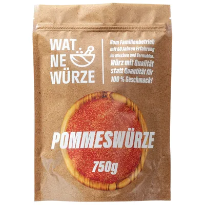 Produktbild von WAT NE WÜRZE Pommes frites Gewürz Salz 750 g | Imbiss Freibad Pommessalz | Auch als Gewürzsalz für Bratkartoffeln und andere Kartoffelgerichte