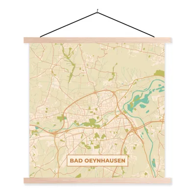 Produktbild von MuchoWow® Textilposter Karte - Bad Oeynhausen - Karte - Stadtplan - Vintage 40x40 cm mit holzfarbenen Rahmen - Posterleiste