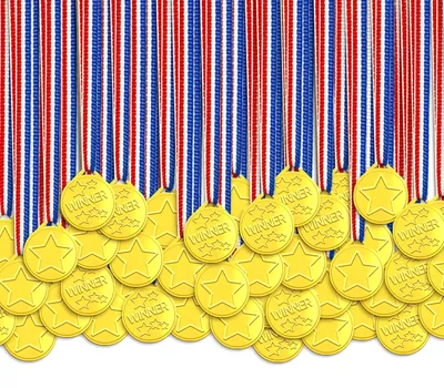Obrázek produktu pro 100 kusů dětských medailí pro vítěze - plastové medaile pro školy a sportovní akce