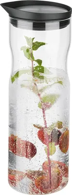 Productafbeelding van APS 10721 APS Glaskaraffe mit Deckel, 1,0 Liter, Glas/Edelstahl