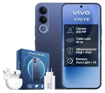 Imagen del producto de VIVO V70 FE 8Gb 256Gb Bundle Ch90w+ Buds3 Blue