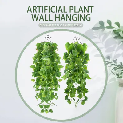 Produktbild von 4 Stück künstliche Hängepflanzen, 1,1 m, künstliche Weinblätter, Grün für Hochzeit, Wand, Haus, Zimmer, Terrasse, drinnen und draußen, Zuhause, Regal,