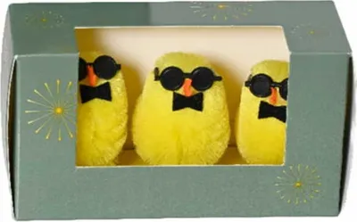 Obrázok produktu pre Sada 3 veľkonočných kuriatok 3x4cm žltá s pohármi