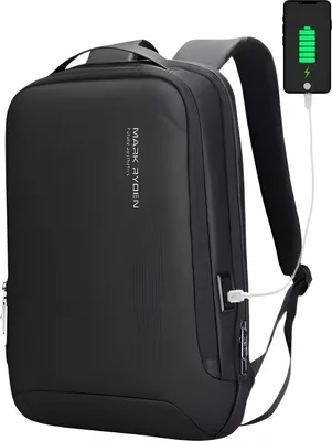 Imagen del producto de CarryQuest® - Mochila para portátil con puerto USB de carga, para pantallas de 15,6 pulgadas, color negro
