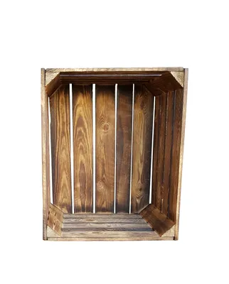 Produktbild von Holzkiste Obstkisten, 50x40x30 cm, Vintage Natur massiv und robust, Geflammte  Aufbewahrungsbox