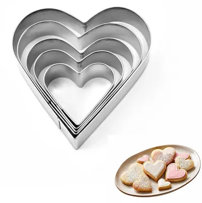 Produktbild von Ausstechformen Herz 5 Stück Edelstahl Groß Plätzchen Ausstecher Set