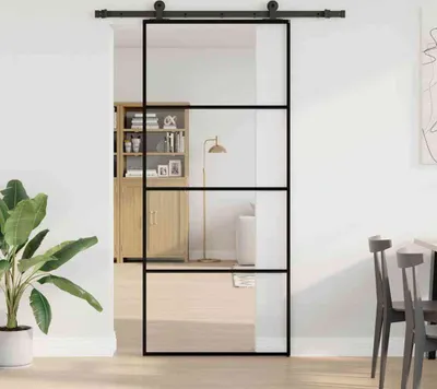 Immagine prodotto di Porta Scorrevole con Ferramenta 90x205cm Vetro ESG Alluminio