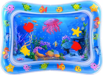 Produktbild von Baby Kinder aufblasbare Wassermatte, Kuaetily Wasser Spielmatte Wasserkisse Aktivitätscenter Bauchzeit BPA frei (Blau)