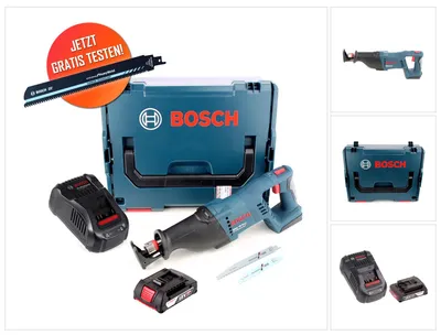 Image de Bosch GSA 18 V-LI Professional 18 V Scie sabre sans fil avec boîtier L-Boxx + 1x Batterie 2,0 Ah + Chargeur AL 1820 CV