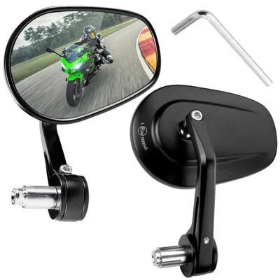 Immagine prodotto di Specchietti retrovisori universali per moto, 2 pezzi, specchietti da manubrio, rotazione a 360°, forma ovale, lega di alluminio