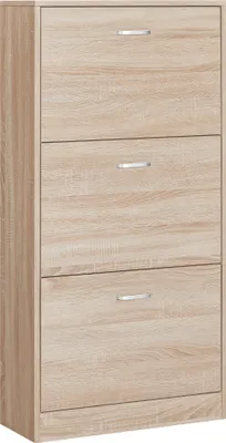Produktbild von VASAGLE Schuhschrank Schuhregal mit 3 Klappen Schuhkipper 120x60x24cm naturfarben