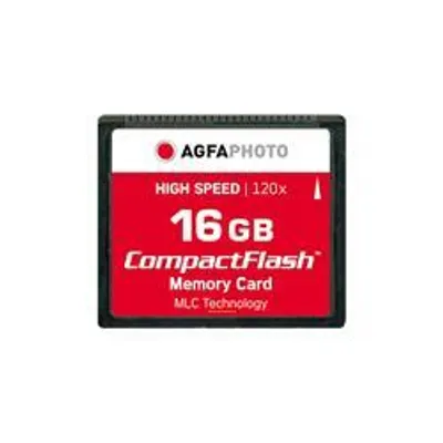 Produktbild von AgfaPhoto Compact Flash, 16GB, 16384 MB, Kompaktflash (CF), 100000 Zyklen pro logischen Sektor, 42.8 mm, 3.3 mm, 36.4 mm