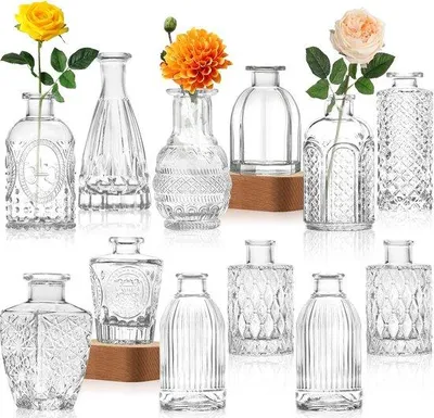 Produktbild von Famanu Glasvase - Kleine Vintage Blumenvasen - 12 Stück