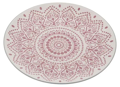 6er-Set Keramik-Dessertteller, weiß/rot, 21,3 x 21,3 x 2 cm
