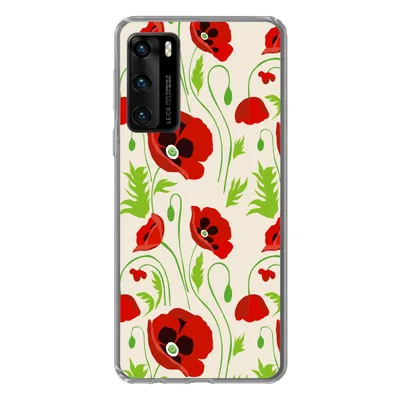 Produktbild von MuchoWow® Handyhülle Schutzhülle Hülle für Huawei P40 Blumen - Mohn - Muster Silikon Softcase Handy Hülle - Handytasche
