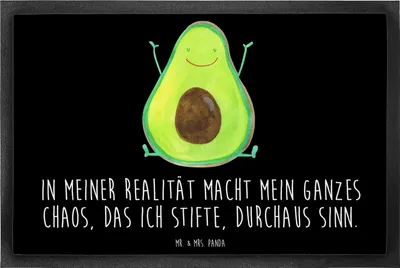 Produktbild von Mr. & Mrs. Panda Schuhabstreifer Avocado Glücklich 60 x 90 cm - Schwarz - Geschenk, Verrückt, Türvorleger, Schmutzfangmatte, Freude, Chaos, Gummi-Fußmatte, fußmatte
