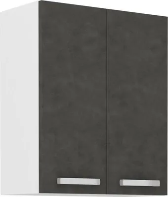 Image de Meuble Haut de Cuisine, Portes Battantes, 60 cm x 31,6 cm x 72 cm, Gris Mat, LASSEN