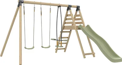 Produktbild von Schaukelstation mit 2 Schaukeln und Doppelsitz BARBOUZET Braun H224cm