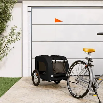 Produktbild von Fahrradanhänger Hunde Schwarz Oxford-Gewebe und Eisen HundeanhäNger FüR Fahrrad FahrradanhäNger LastenanhäNger - 93835