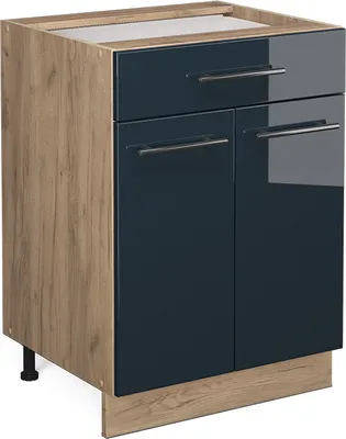 Produktbild von Küchenunterschrank Vicco Fame-Line Dunkelblau Hochglanz 60 cm mit Schublade, ohne Arbeitsplatte, Model 48852