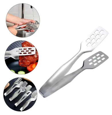 Produktbild von 2 Stück Edelstahl Lebensmittelclips Servierzangen für Brot, Salat und Grillgut