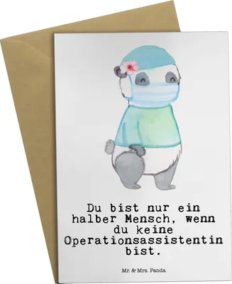 Produktbild von Mr. & Mrs. Panda Grußkarte Operationsassistentin Herz - Weiß - Geschenk, Grußkarten, Ausbildung, Spruch, Lustig, weihnachtskarten, vatertagskarte, einladungskarten, OTA