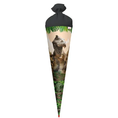 Produktbild von ROTH Schultüte groß Tyrannosaurus 70 cm rund Rot(h)-Spitze Filzverschluss Zuckertüte Schulanfang