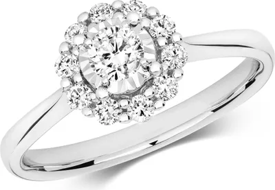 Produktbild von Funkelndes Feuer Edler 9 Karat (375) Weißgold Solitär Verlobung Diamant Damenring Brillant-Schliff 0.45 Karat GH - I1, 54 (17.2); TRS21145RSN
