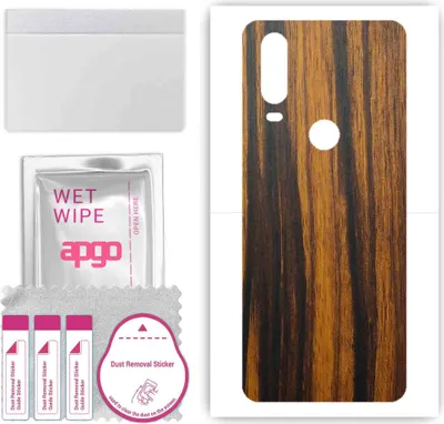 Produktbild von apgo Rückseite Schutzfolie, Skin, kompatibel mit Motorola One Action, Hinten Displayschutzfolie aus Vinylfolie, kratzfest, einfache Montage - Tigerwood