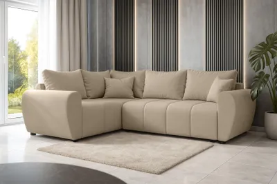 Produktbild von AX LIVING Malatya L Ecksofa mit Schlaffunktion Sofa Hellbraun 235 cm L