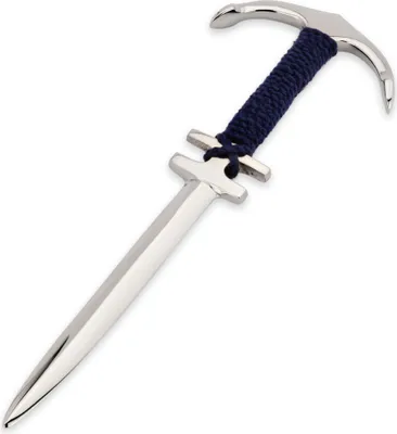Produktbild von NKlaus 21 cm Brieföffner Anker Messing vernickelt mit blauem Tau Flaschenöffner Maritim 14620