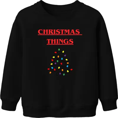 Produktbild von Christmas Things Lichterkette bunte Lichter Baum Weihnachten Uni Kinder Sweatshirt Pullover, Schwarz, 104