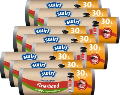 Produktbild von Swirl Fixierband Müllbeutel 30 Liter - 10 stk./Rolle - 47x78cm (9er Pack)