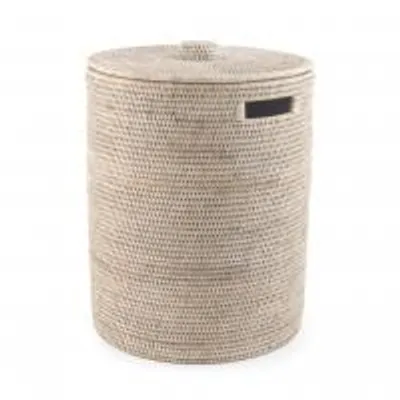 Immagine prodotto di H&H Portabiancheria Rattan Bianco Con Coperchio Cm 40XH50