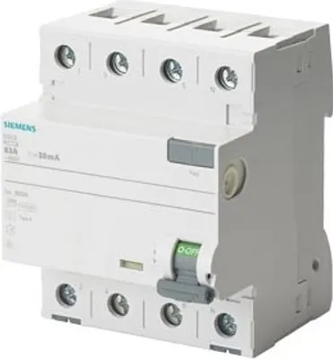Produktbild von 4P 40A 0,03A Differenzialschalter, AC-Typ, N-linker Pol, 30mA 400V, SENTRON 5SV4344-0KL