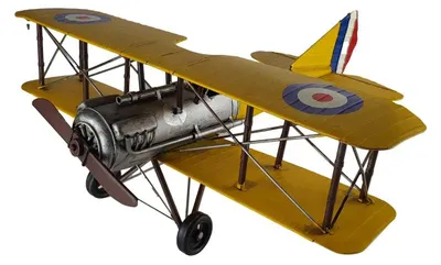 Produktbild von Blechmodell Blechflugzeug Modellflugzeug Doppeldecker Flugzeug Gelb H 21,7 B 60,6 L 56 cm