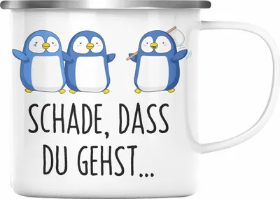 Produktbild von Trendation - Jobwechsel Emaille Tasse Geschenk Kollegin Kollege Abschied Lustig Abschiedsgeschenk Sprüche Neuer Job Schade Dass Du Gehst (Silber)