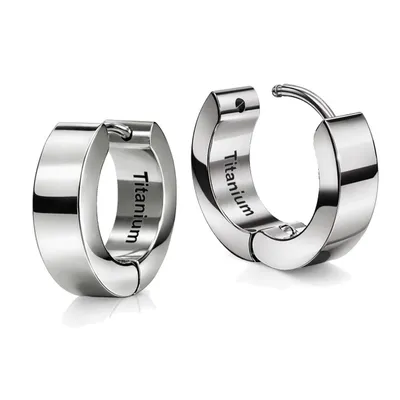 Produktbild von G23 Titan Klappcreolen Uni Silber Gold Schwarz Leichte Creolen Ohrringe - Ø 14 mm / 5 mm breit