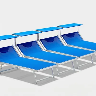 Produktbild von 4 Sonnenliegen aus Aluminium Professionell für Strand und Meer Grande Italia Xl Stock - Blau