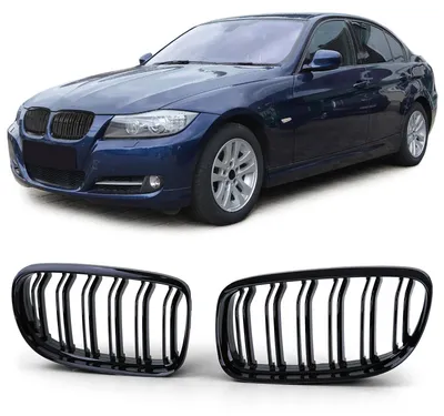 Sport Kühlergrill Doppelsteg SCHWARZ GLANZ passend für BMW 3er E90 E91 2008-2012 – Produktansicht